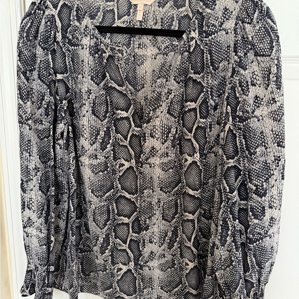 Rebecca Taylor Black and Cream Snake Print Top